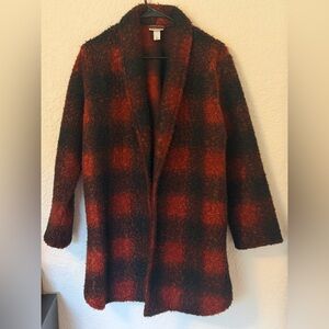 Ava & Viv Red and Black Plaid Coat